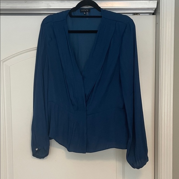 1. State Tops - NWOT! 1state Deep Blue Wrap Blouse with buttons